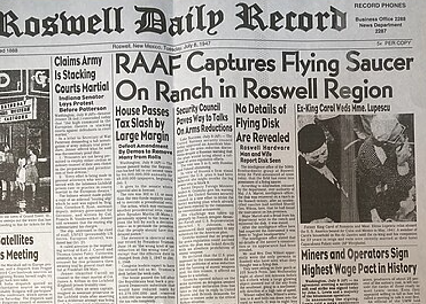 Tidningsurklipp Roswell